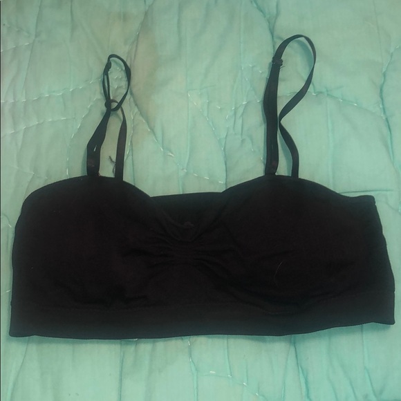 Black wireless padded size L/XL bandeau has straps - Picture 1 of 8